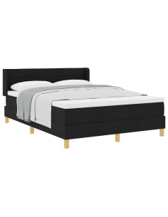 Letto a molle con materasso Nero 190 x 140 cm Poliestere 2