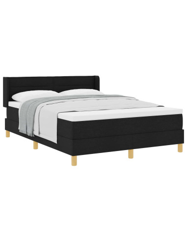 Letto a molle con materasso Nero 190 x 140 cm Poliestere