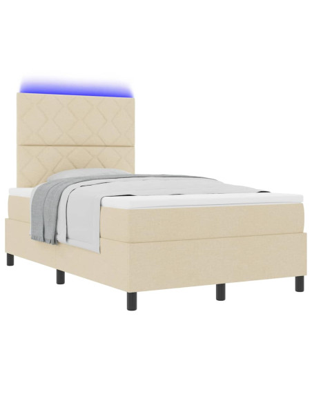 Letto a molle con materasso con led Crema 120 x 190 cm Tessuto