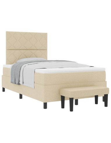 Letto a molle con materasso Crema 120 x 190 cm Tessuto