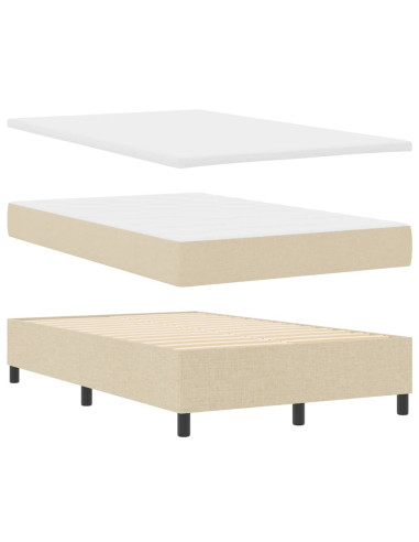 Letto a molle con materasso Crema 120 x 190 cm Tessuto