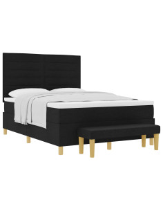 Letto a molle con materasso Nero 140 x 190 cm Tessuto 2