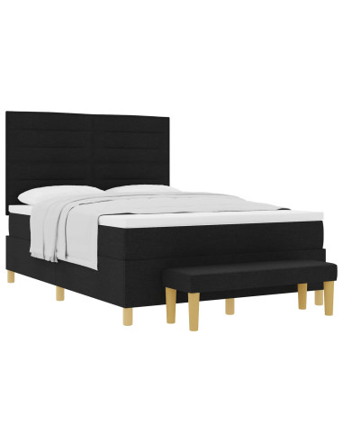 Letto a molle con materasso Nero 140 x 190 cm Tessuto