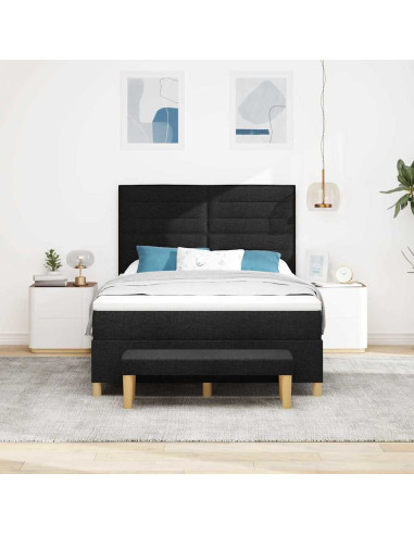 Letto a molle con materasso Nero 140 x 190 cm Tessuto