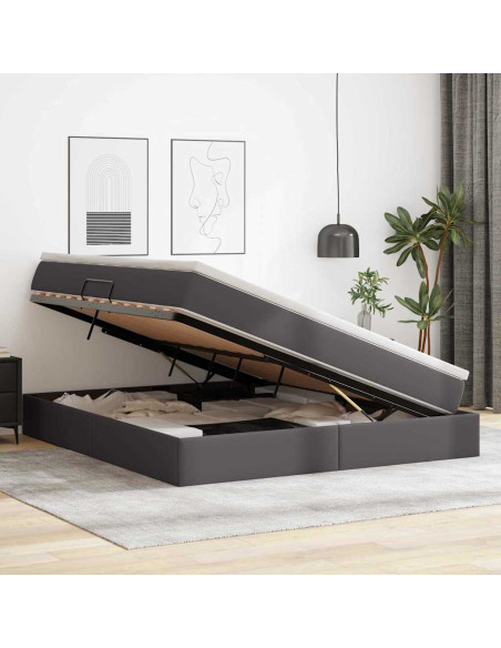 Letto con contenitore e materasso Grigio 160 x 200 cm