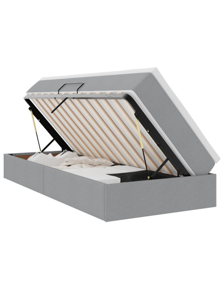 Letto con contenitore e materasso Grigio chiaro 100 x 200 cm