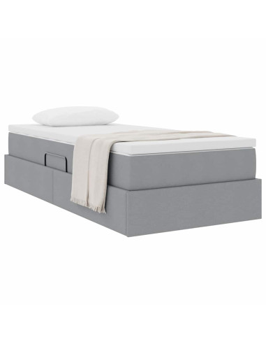Letto con contenitore e materasso Grigio chiaro 100 x 200 cm