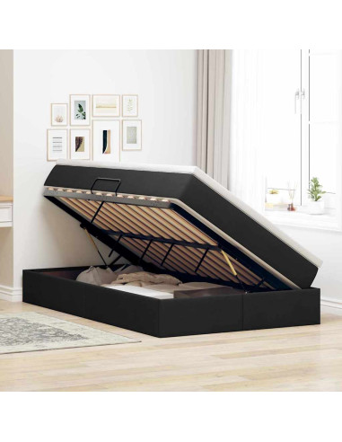 Letto con contenitore e materasso Nero 120 x 200 cm Poliestere