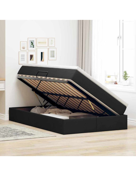Letto con contenitore e materasso Nero 120 x 200 cm Poliestere