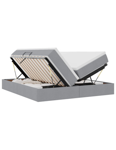 Letto con contenitore e materasso Grigio chiaro 200 x 200 cm