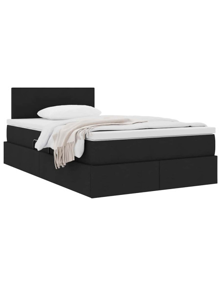 Letto con contenitore e materasso Nero 120 x 200 cm