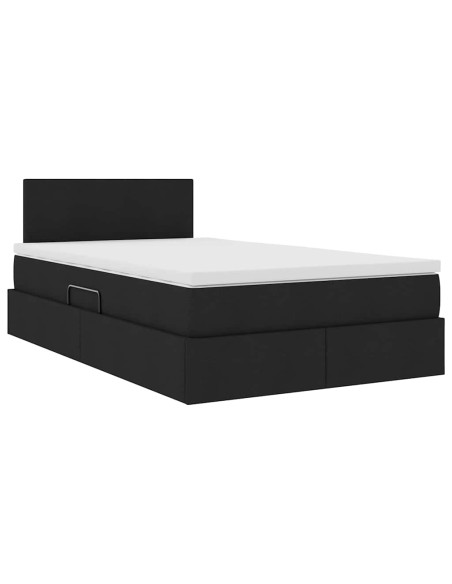 Letto con contenitore e materasso Nero 120 x 200 cm