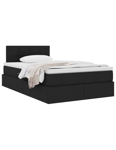 Letto con contenitore e materasso Nero 120 x 200 cm