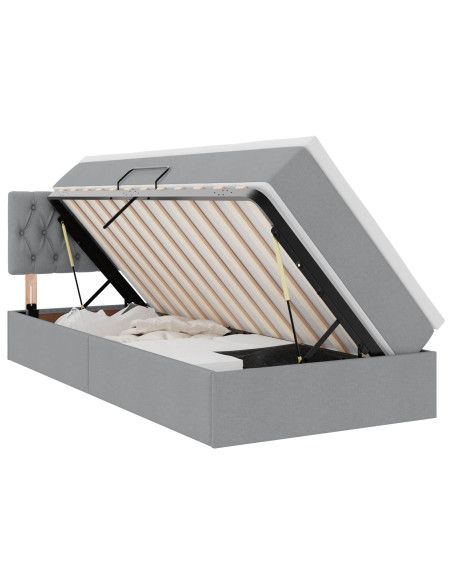 Letto con contenitore e materasso Grigio chiaro 100 x 200 cm