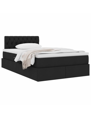 Letto con contenitore e materasso Nero 120 x 200 cm