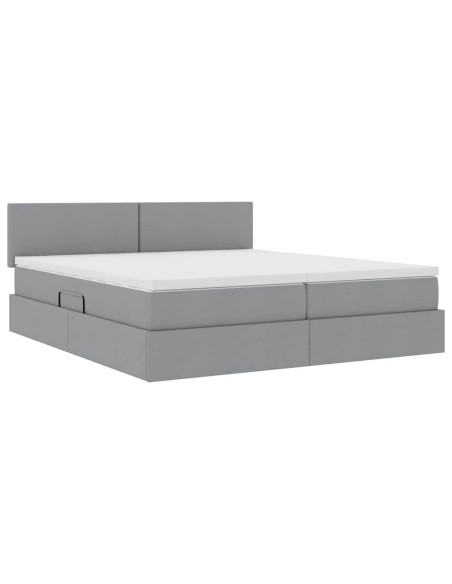 Letto con Contenitore con materasso Grigio chiaro 200 x 200 cm