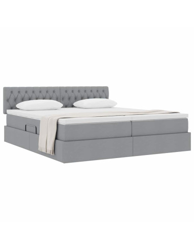 Letto con Contenitore con materasso Grigio chiaro 200 x 200 cm