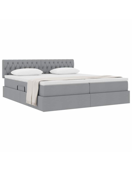 Letto con Contenitore con materasso Grigio chiaro 200 x 200 cm
