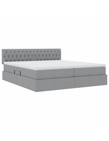 Letto con Contenitore con materasso Grigio chiaro 200 x 200 cm