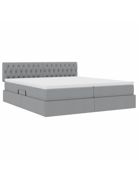 Letto con Contenitore con materasso Grigio chiaro 200 x 200 cm