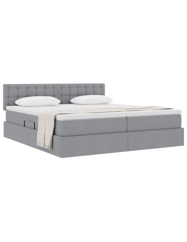 Letto con Contenitore con materasso Grigio chiaro 200 x 200 cm