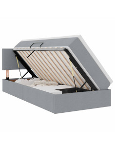 Letto con contenitore e LED Grigio chiaro 100 x 200 cm Tessuto 2