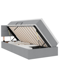 Letto con contenitore e LED Grigio chiaro 100 x 200 cm Tessuto 2