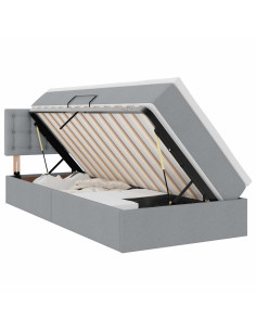 Letto con contenitore e LED Grigio chiaro 100 x 200 cm Tessuto 2
