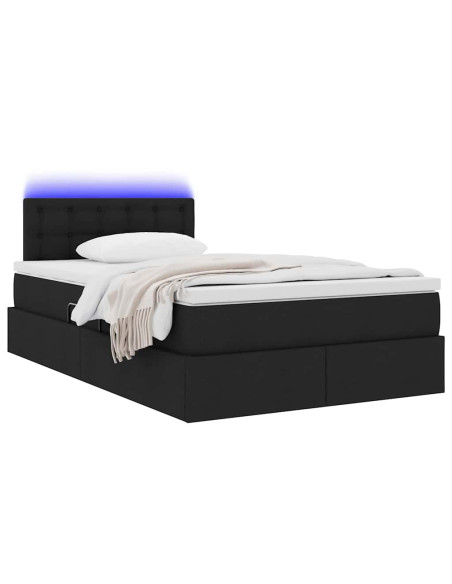 Letto con contenitore e LED con led Nero 120 x 200 cm Tessuto