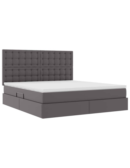 Letto con Contenitore Grigio 160 x 200 cm Pelle Sintetica