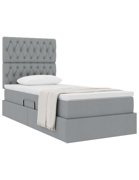 Letto con contenitore e materasso Grigio chiaro 100 x 200 cm