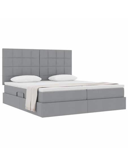 Letto con Contenitore con materasso Grigio chiaro 200 x 200 cm