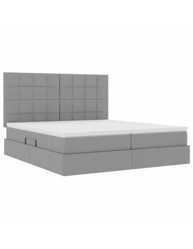 Letto con Contenitore con materasso Grigio chiaro 200 x 200 cm