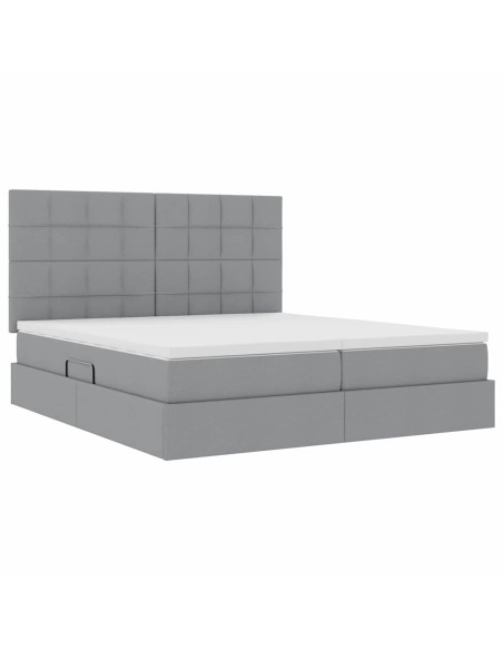 Letto con Contenitore con materasso Grigio chiaro 200 x 200 cm