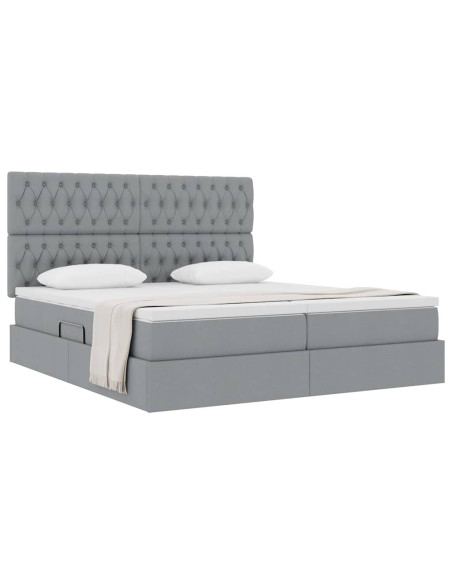 Letto con Contenitore con materasso Grigio chiaro 200 x 200 cm