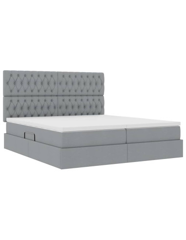 Letto con Contenitore con materasso Grigio chiaro 200 x 200 cm