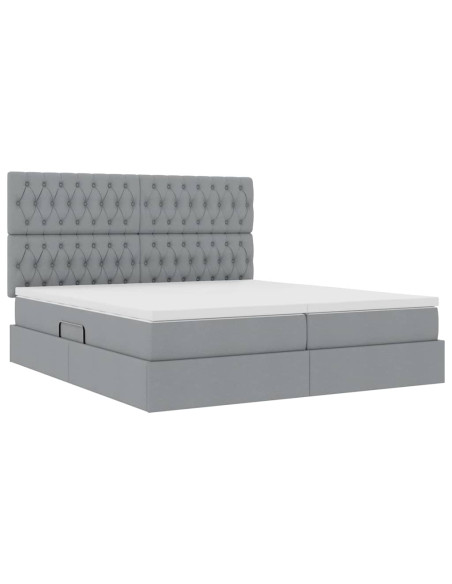 Letto con Contenitore con materasso Grigio chiaro 200 x 200 cm