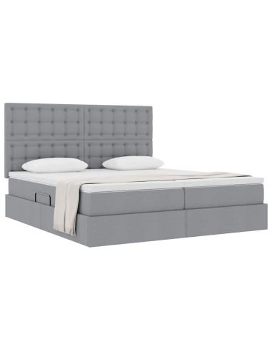 Letto con Contenitore con materasso Grigio chiaro 200 x 200 cm