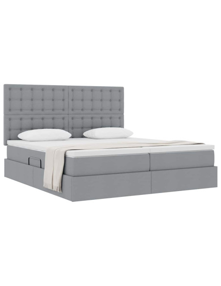 Letto con Contenitore con materasso Grigio chiaro 200 x 200 cm
