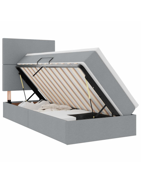 Letto con contenitore e LED con led Grigio chiaro 100 x 200 cm