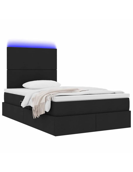 Letto con contenitore e LED Nero 120 x 200 cm Poliestere