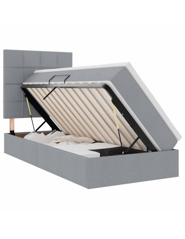 Letto con contenitore e LED con led Grigio chiaro 100 x 200 cm