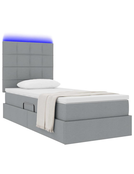 Letto con contenitore e LED con led Grigio chiaro 100 x 200 cm