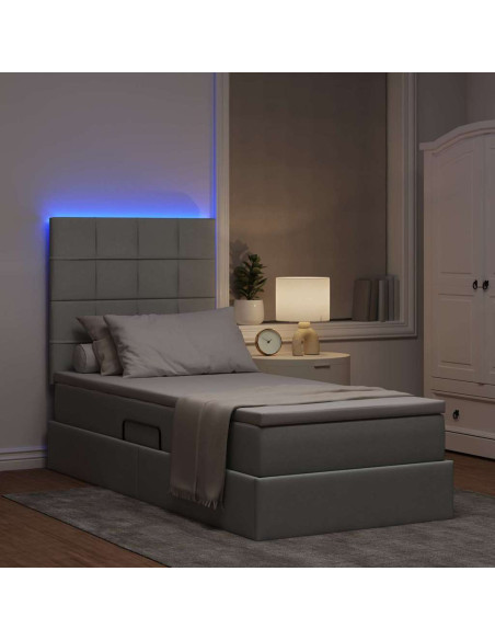Letto con contenitore e LED con led Grigio chiaro 100 x 200 cm