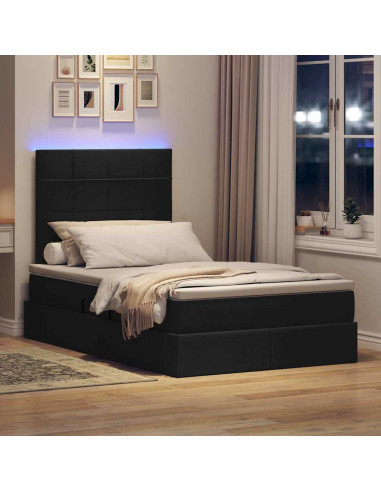 Letto con contenitore e LED Nero 120 x 200 cm Poliestere