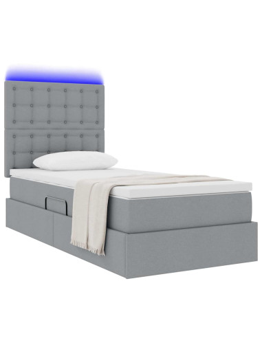 Letto con contenitore e LED con led Grigio chiaro 100 x 200 cm