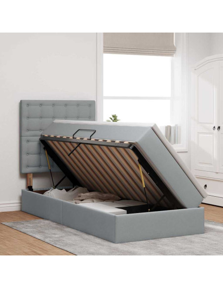Letto con contenitore e LED con led Grigio chiaro 100 x 200 cm