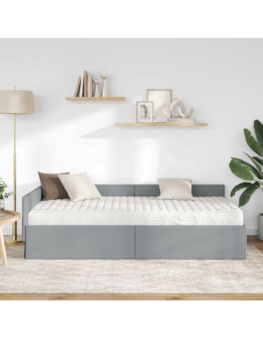 Struttura Letto Angolare con Materasso 2 pcs Grigio chiaro