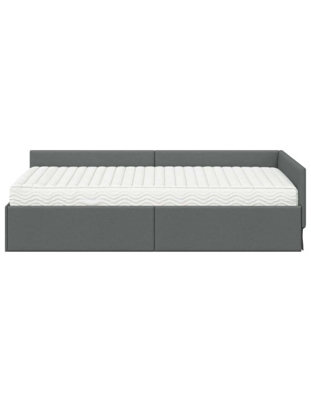Struttura Letto Angolare con Materasso 2 pcs Grigio Tessuto
