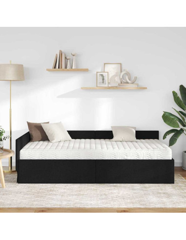 Struttura Letto Angolare con Materasso Altro 2 pcs Nero Tessuto